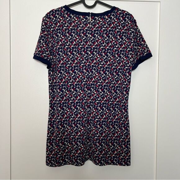 Lauren Ralph Lauren Women Top Medium Blue Short Sleeve Geometric Print Crew Neck - Picture 5 of 12